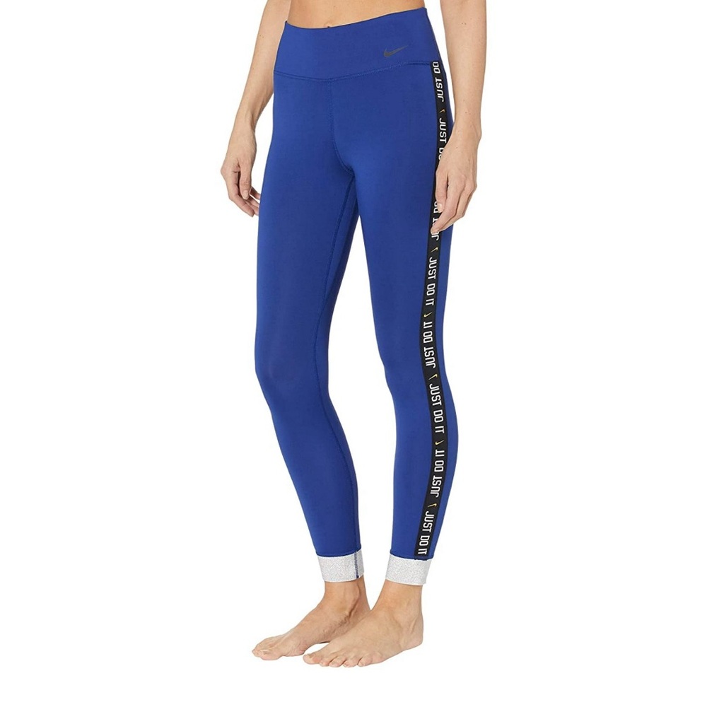 Nike One Icon Clash 7/8 tights/leggings in Royal Blue with sparkle ankles Size S